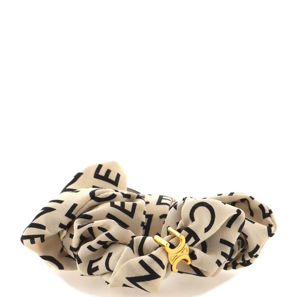 Celine Triomphe Scrunchie Printed Silk with Metal XS Neutral - Picture 2 of 4